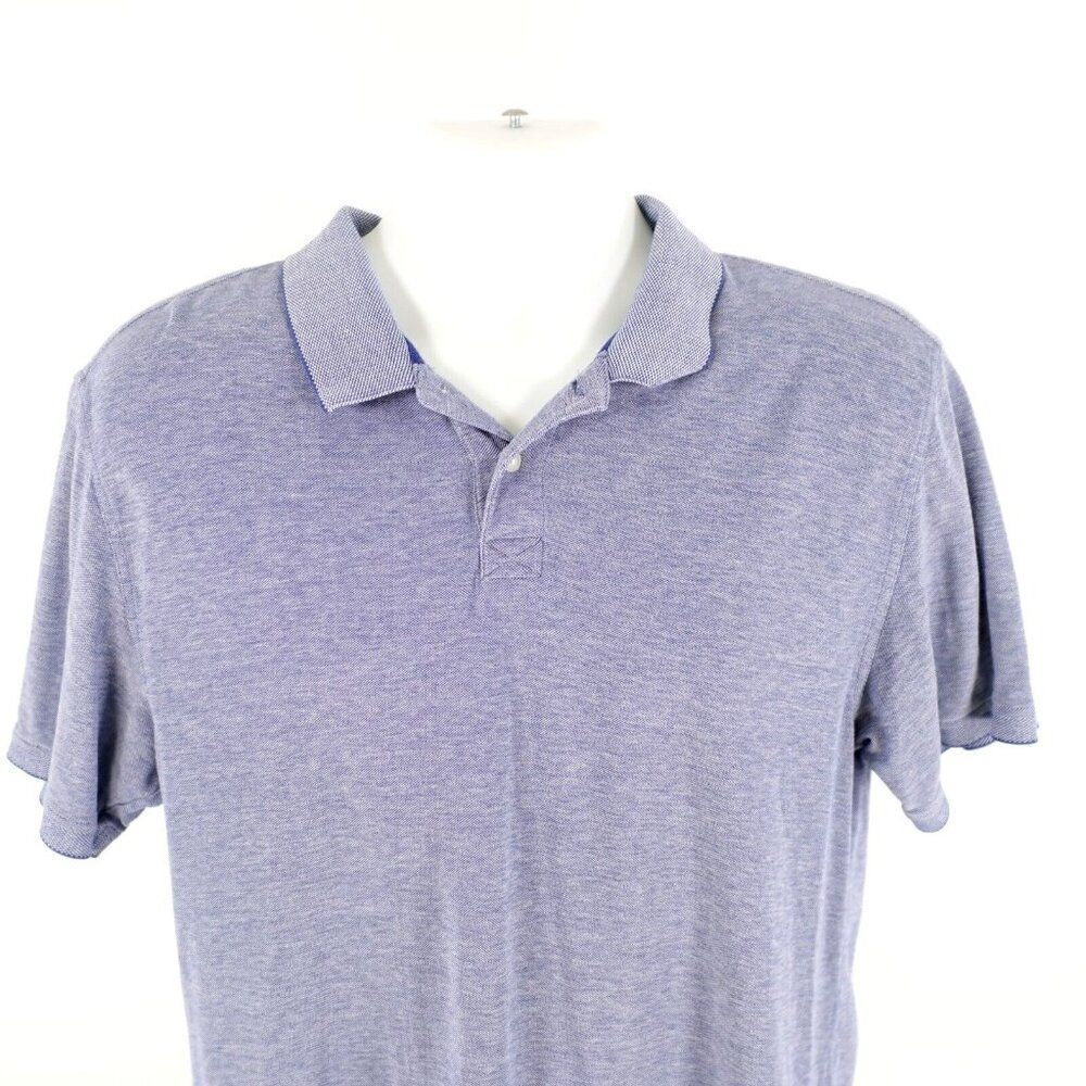 Jos A Bank 1905 Blue Knit Polo Shirt Large Tailored Fit Collared Short Sleeve